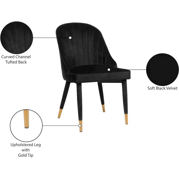 Meridian Furniture Belle Black Velvet Dining Chair, Set of 2