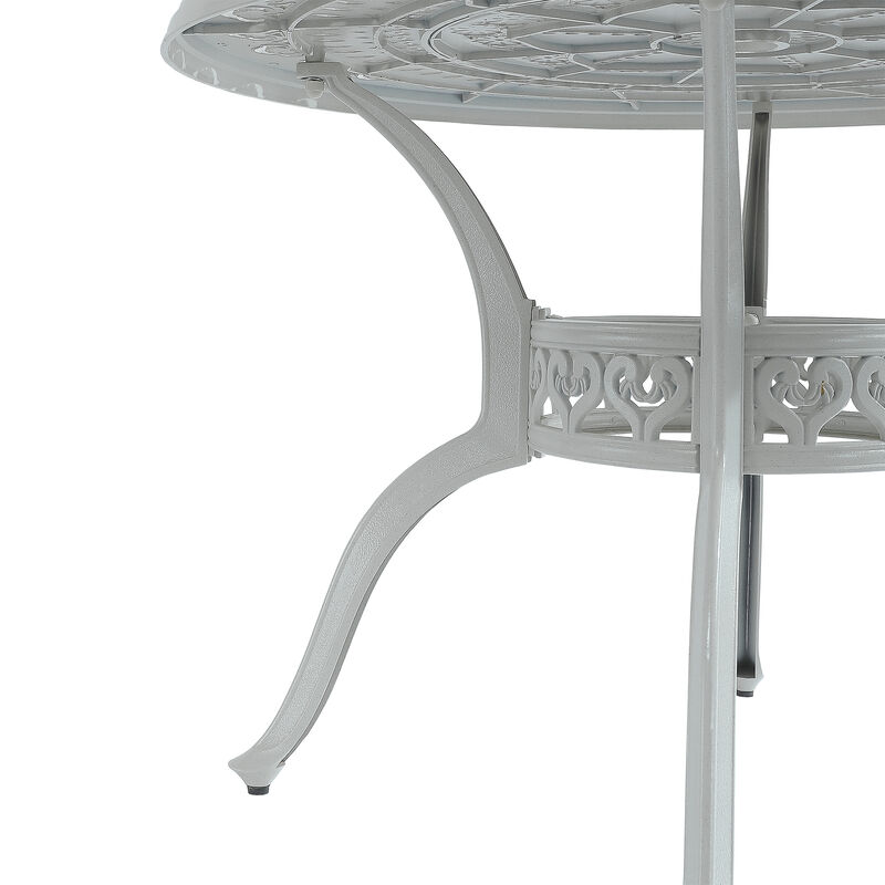 MONDAWE Modern 5-Piece Cast Aluminum Patio Dining Set with Swivel Chairs and Umbrella Hole