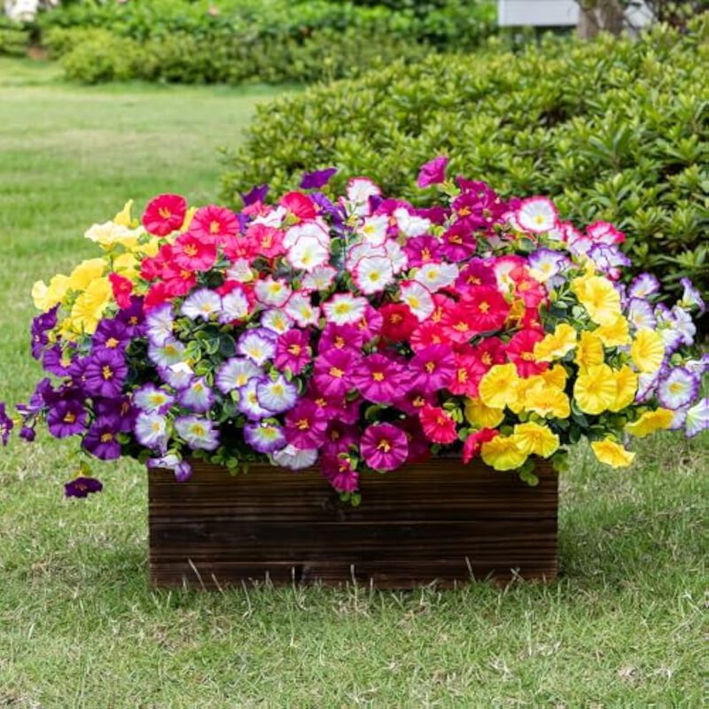 12 Bundle Artificial Morning Glory Flowers UV Resistant Outdoor Garden Porch image number 3
