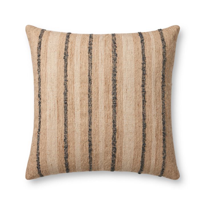 Elowen PAL0038 Natural/Blue 22''x22'' Polyester Pillow by Amber Lewis x Loloi