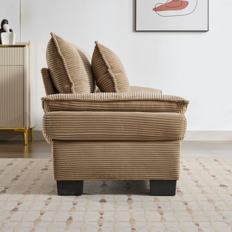 Merax Corduroy Sofa Loveseat Sofa with Pillows