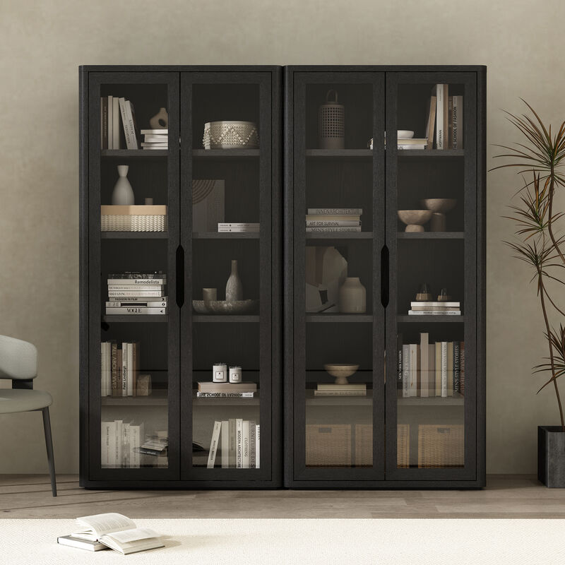 Rivington Black Bookcase Cabinet (Set of 2)