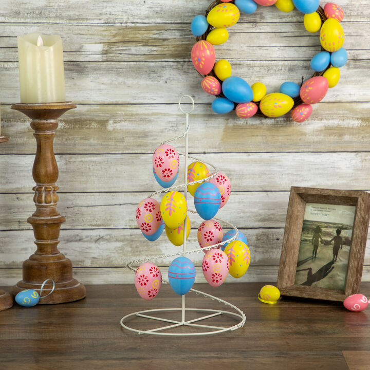 14.25" Blue  Pink and Yellow Cut-Out Spring Easter Egg Tree Decor