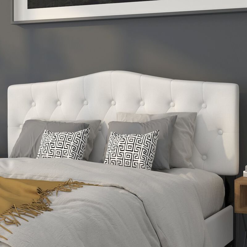 Flash Furniture Tufted Upholstered Queen Size Headboard in White Fabric image number 6