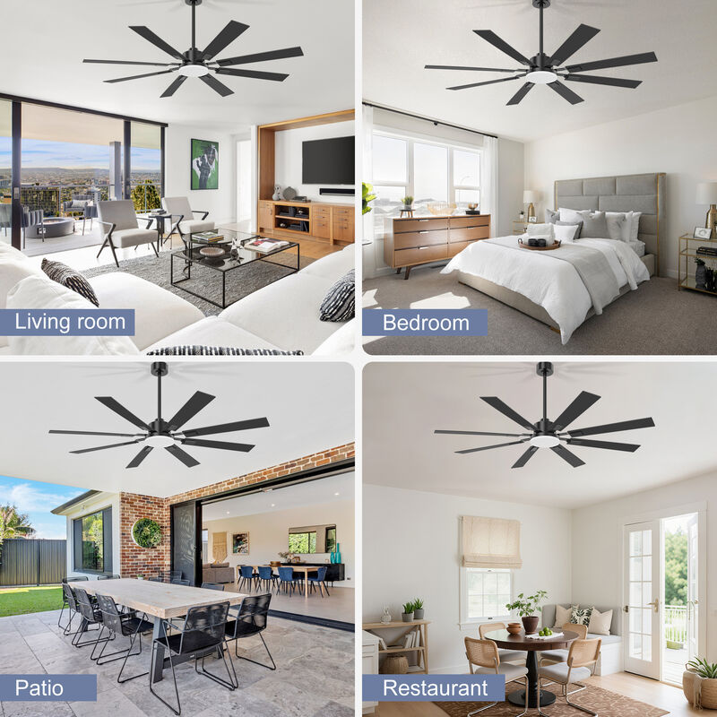 Breezary 72" LED Ceiling Fan with Light, 8 Plywood Blades, 6 Speeds, Remote Control image number 8