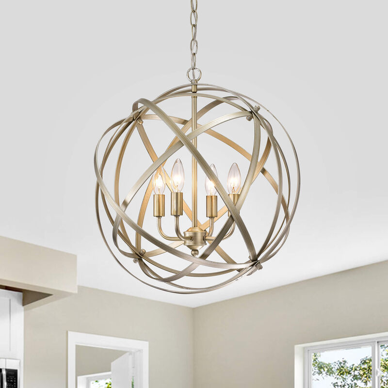 Irene Orb 4-light very light gold with bronze tone Chandelier image number 1