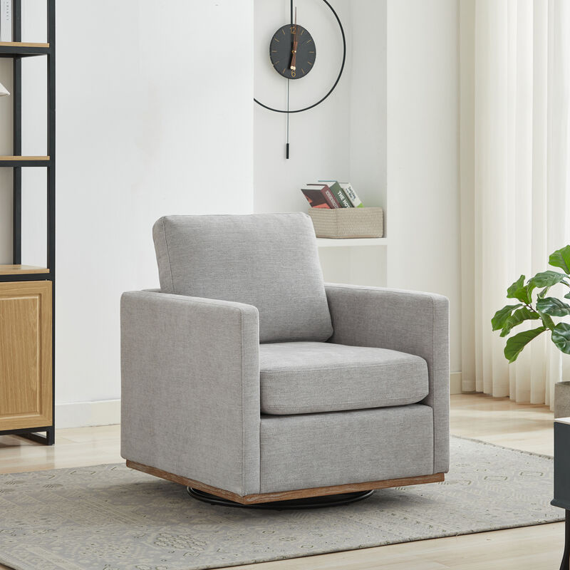 GOODSILO Square Swivel Accent Chair with 360-Degree Rotation and Plush Upholstery for Modern Living Spaces image number 1