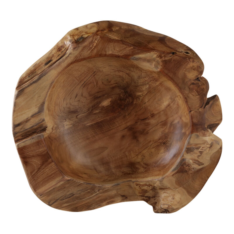 24x4" Teak Wood Low Bowl, Natural image number 5