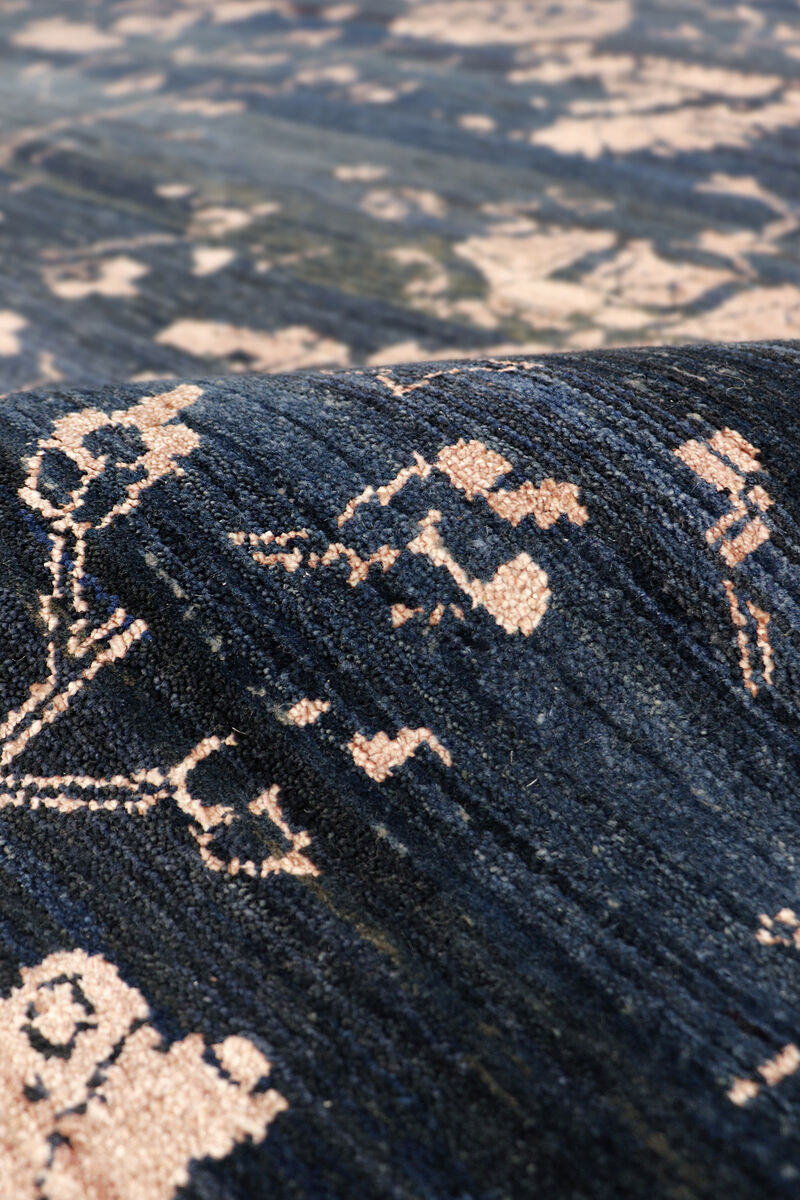 Pasargad Home Transitional Hand-Knotted Blue Bsilk & Wool Area Rug-10' 0" X 14' 0" image number 3