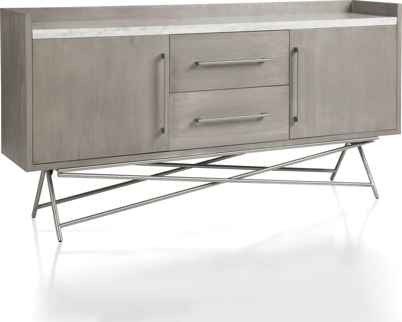 Coral Marble Top Rectangular Sideboard in Antique Grey