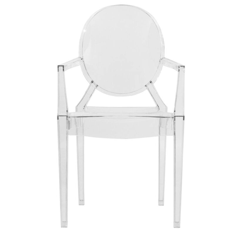 LeisureMod Carroll Modern Acrylic Chair, Set of 4 - Clear