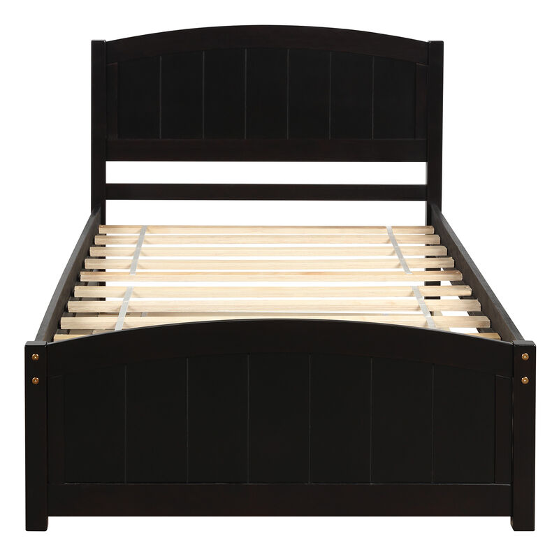 Minimalistic Wood Platform Bed with Trundle image number 0