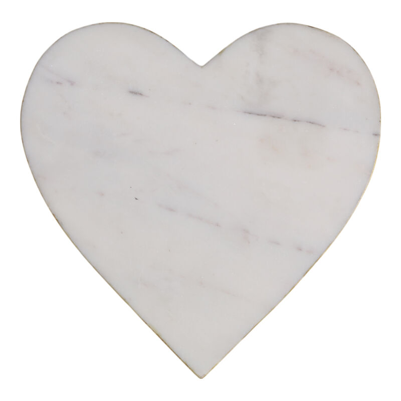 8x8" Marble Heart Tray W/ Gold Edges, White image number 5