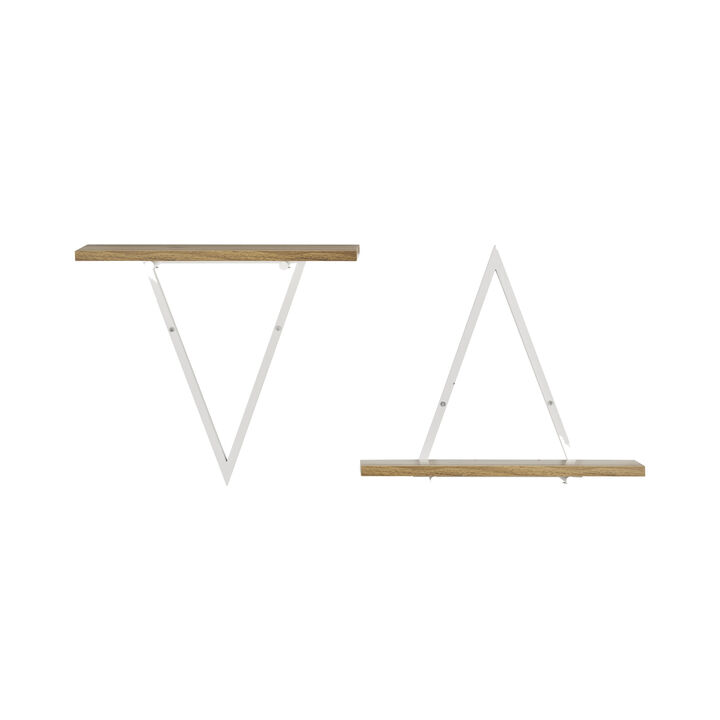 Contemporary Decorative Triangle Accent Metal Frame Wall Shelf - Reversible Configuration