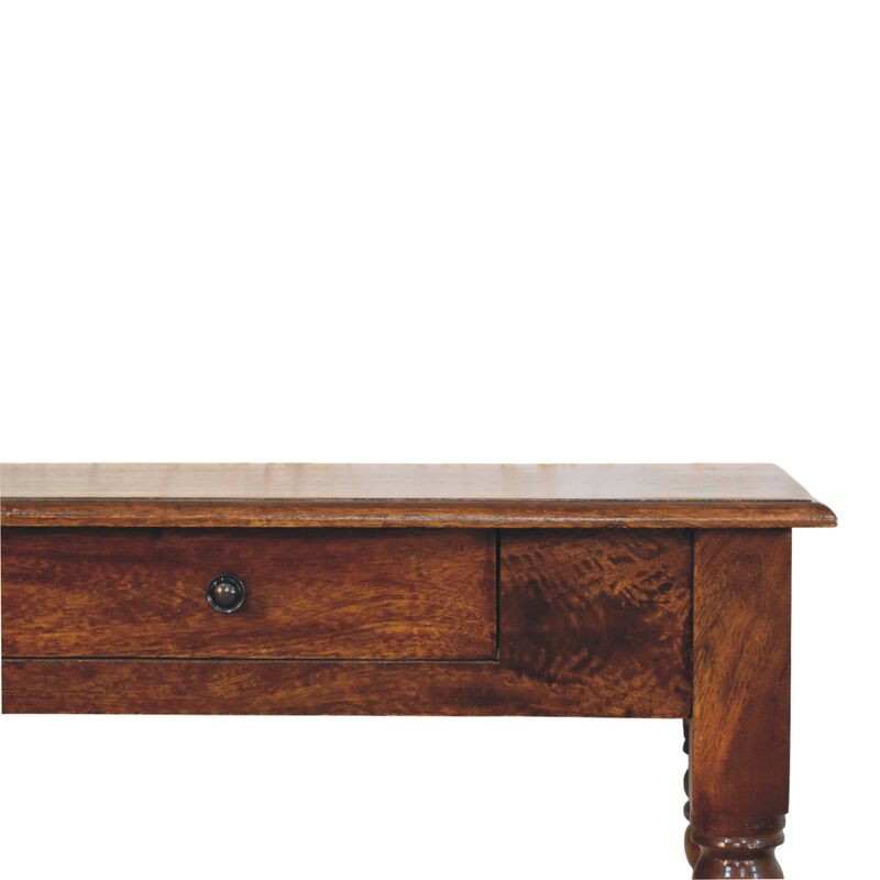 Artisan Furniture Solid Wood Heritage Turned-Leg Console Table, 2 Drawers, Brown image number 2
