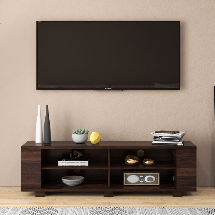 59 Inch Console Storage Entertainment Media Wood TV Stand