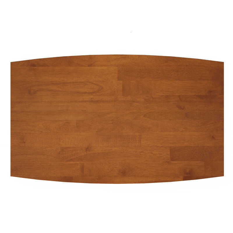 Draper SOLID HARDWOOD and Rubberwood 66 inch x 40 inch Rectangle Mid Century Modern Dining Table in Teak Brown