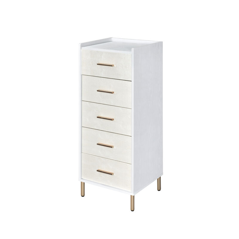 Myles Jewelry Armoire, White, Champagne & Gold Finish AC01168