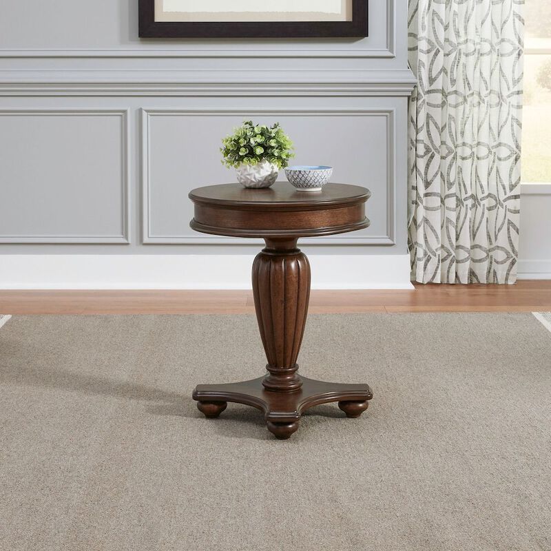 Liberty Furniture Allington Round End Table for Living Room - Satin Sienna image number 7