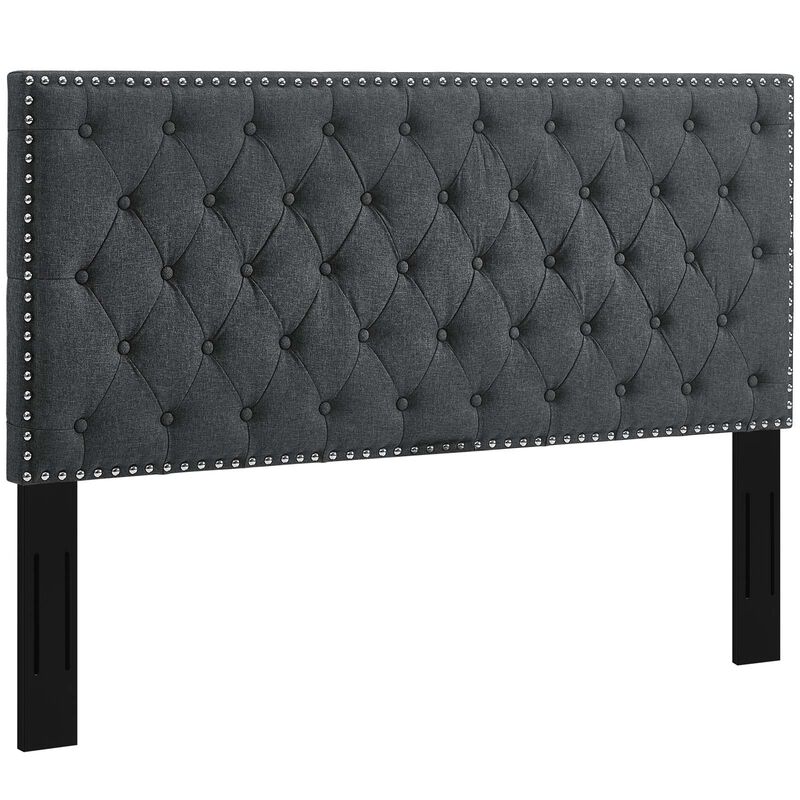 Modway - Helena Tufted Full / Queen Upholstered Linen Fabric Headboard Gray image number 1