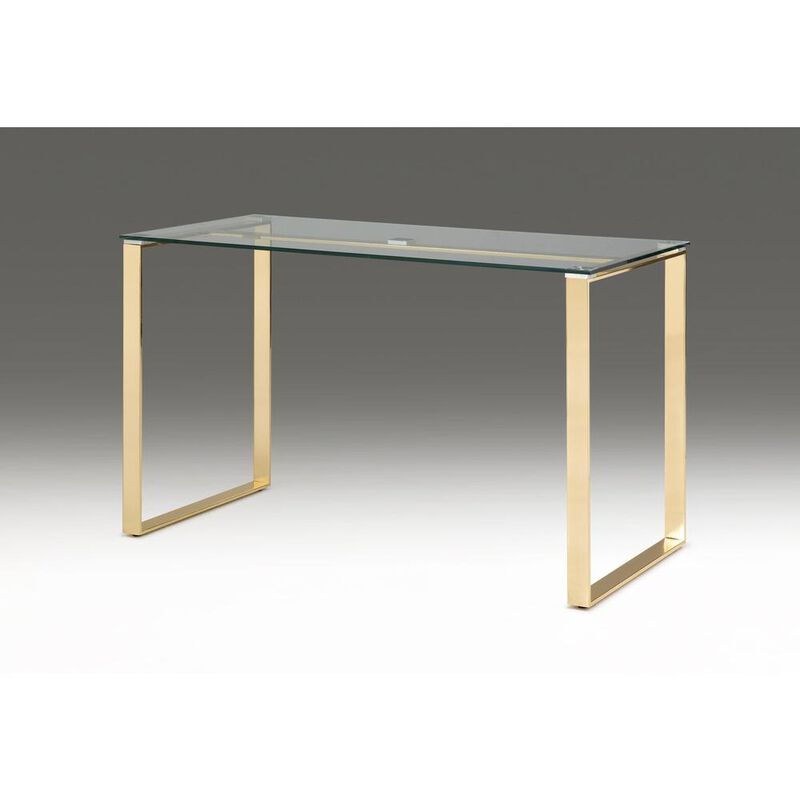 Glass Desk With Gold Base