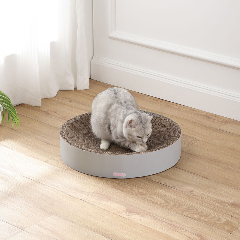 Nelson Modern Cardboard Round Bowl Cat Scratcher with Catnip