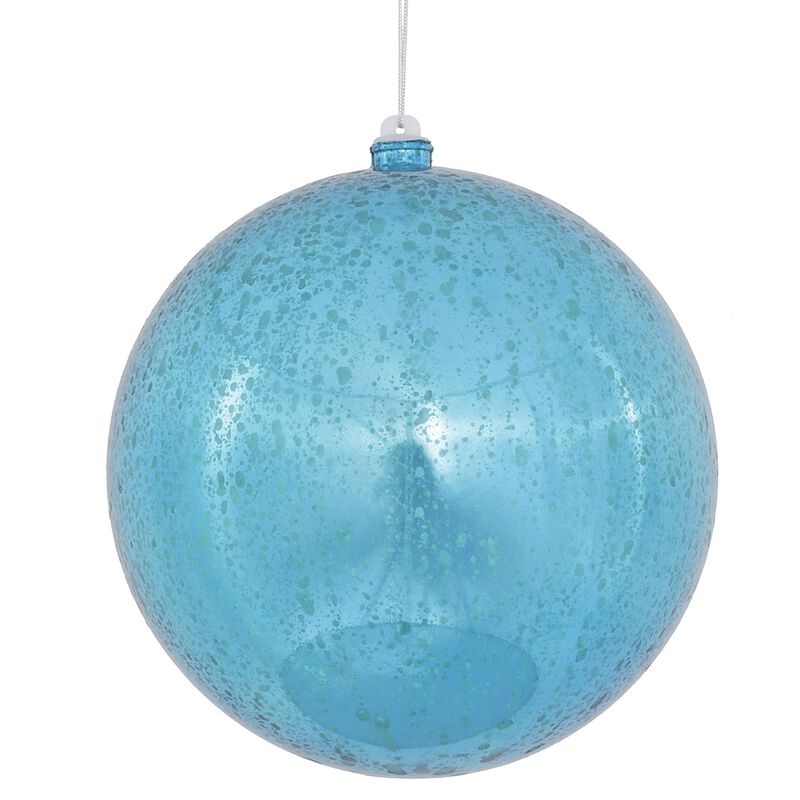 Vickerman 8" Christmas Ornament Ball, Turquoise Shiny Mercury Finish, Shatterproof Plastic, Holiday Christmas Tree Decoration image number 0