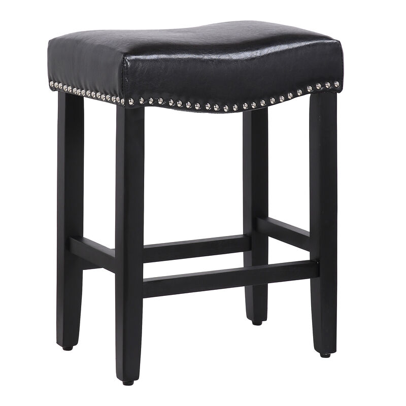 WestinTrends 24" Upholstered Saddle Seat Counter Stool (Set of 2)