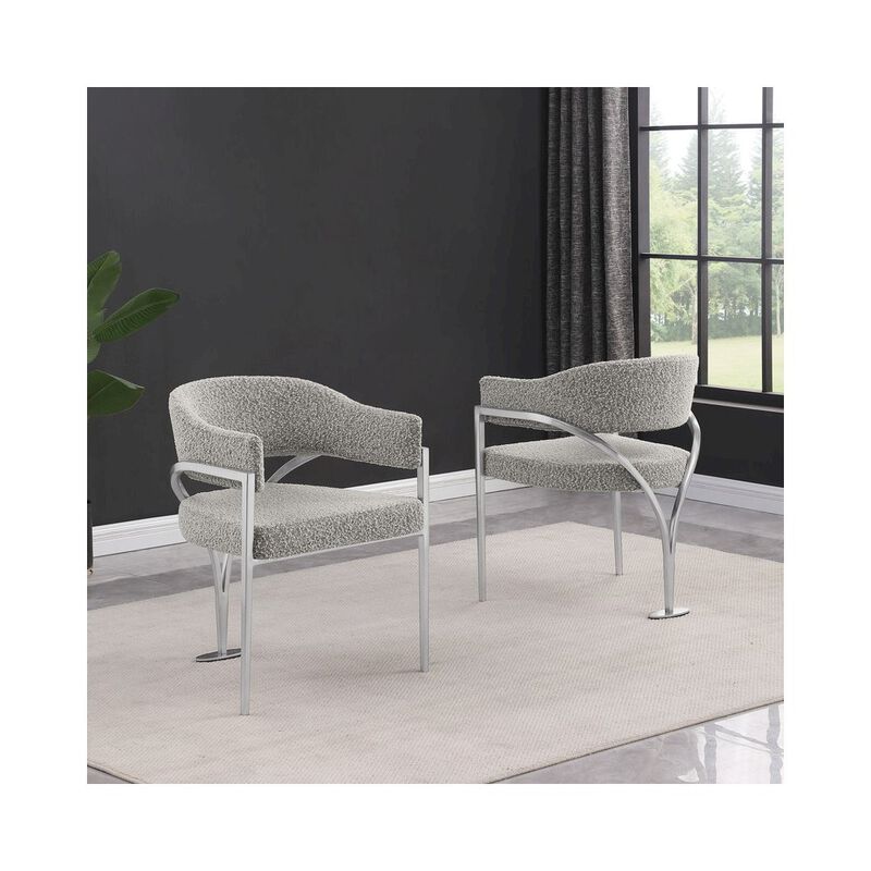 Best Quality Furniture Modern Upholstered Chair with Rich Gray Boucle Fabric Set of 2