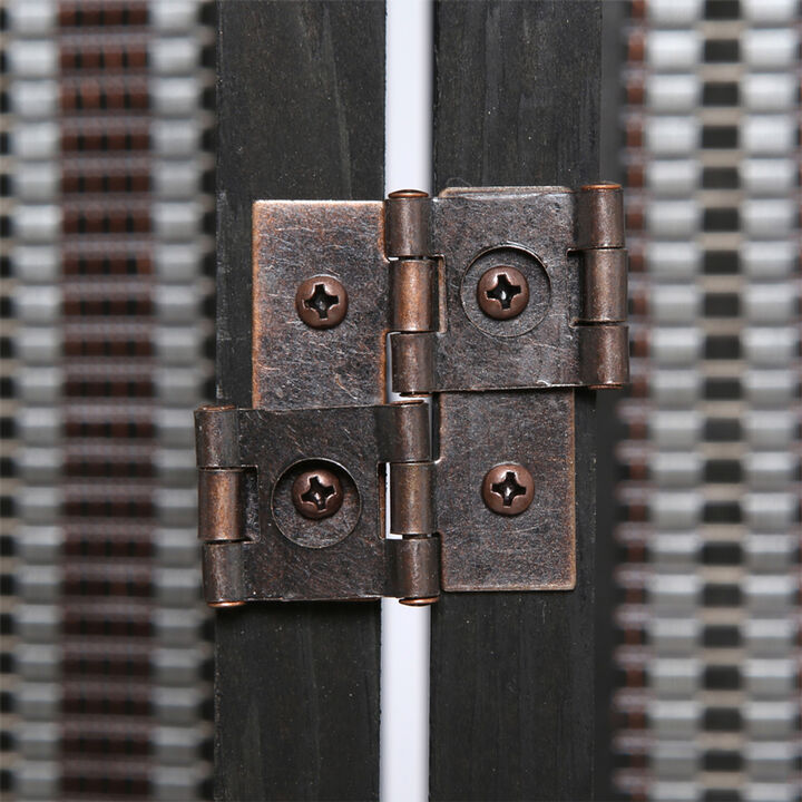 Legacy Decor 8 Panel Room Divider Brown Color Wood and Bamboo Weave