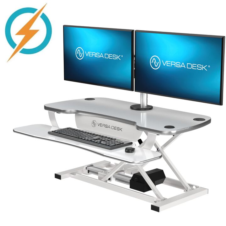 VersaDesk PowerPro® 36"W Electric Adjustable Standing Desk Converter, White
