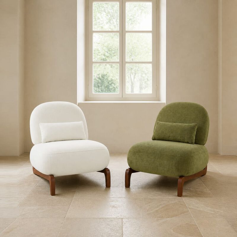 GOODSILO Armless Accent Chair with Plush Cushion and Solid Wood Legs, Soft Upholstered Seating for Living Room Bedroom Apartment Balcony Waiting Room image number 2