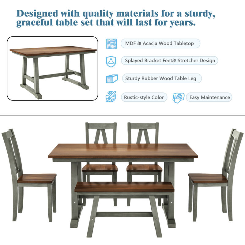 Fufze 6-Piece Wood Dining Table Set image number 3