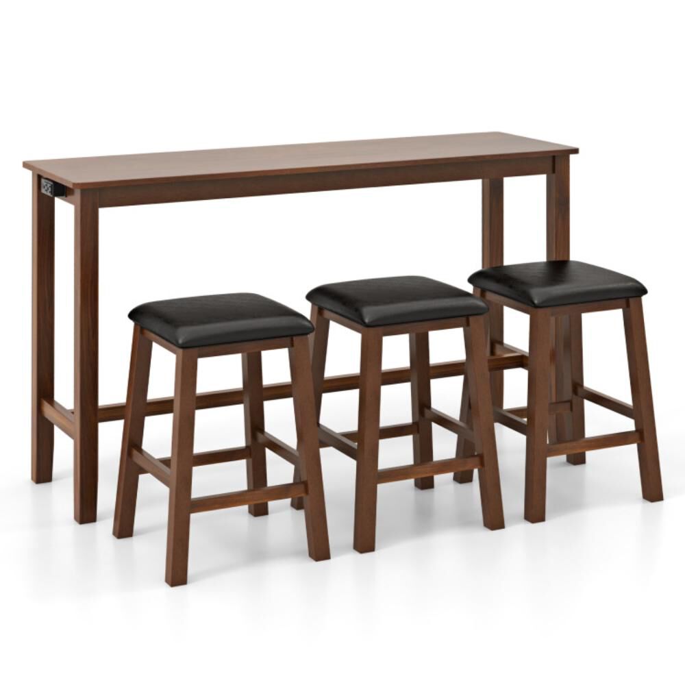 Hivvago 4-Piece Bar Table Set Counter-Height Table and 3 PVC