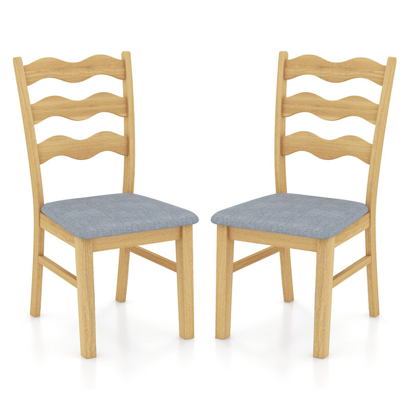 Dining Chair Set of 2 Linen Fabric Upholstered Kitchen Chairs with Padded Seat