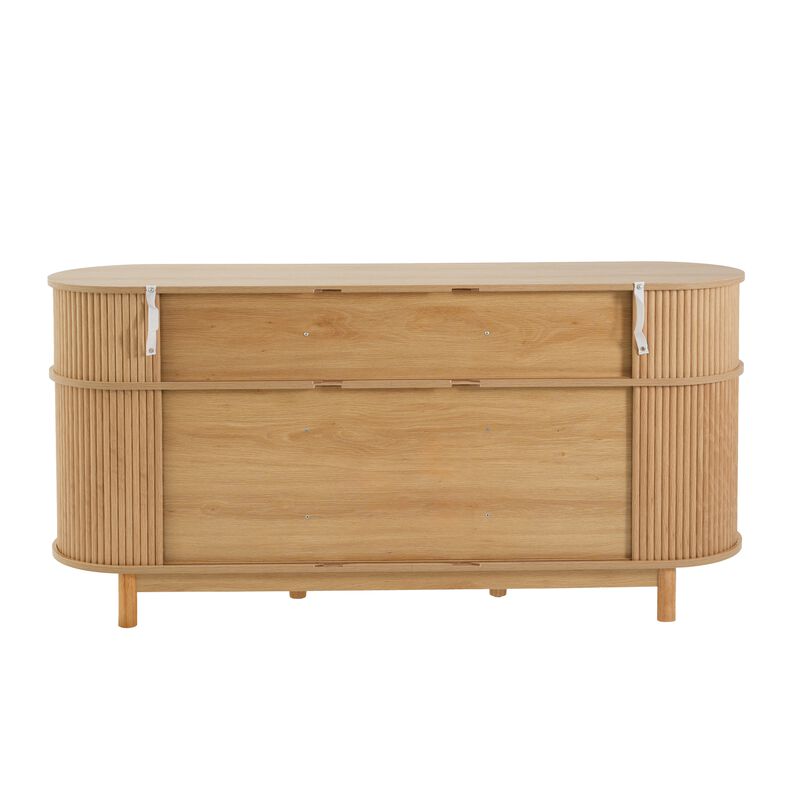 Jixrex 4 Sliding Fluted Doors Sideboard image number 4
