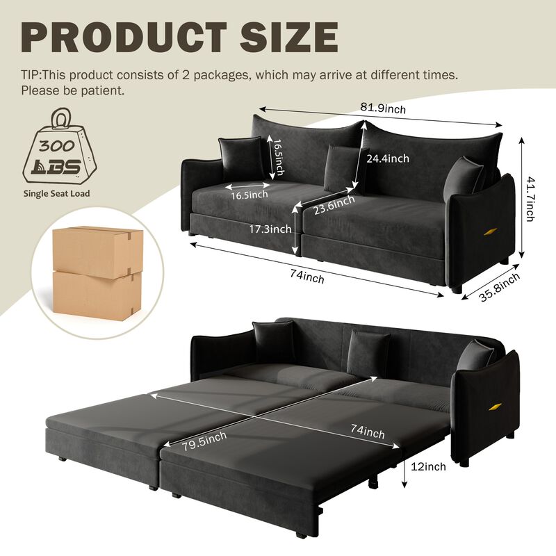 Swofir Pull Out Sleeper Sofa Bed image number 9