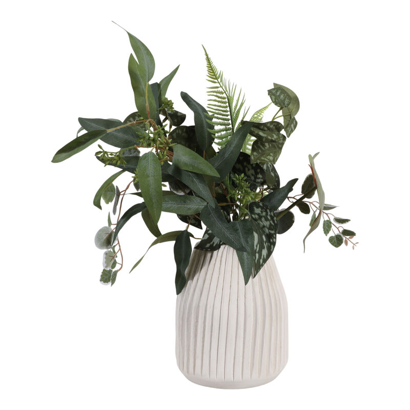 Wood, 8" Ridged Vase, White image number 1