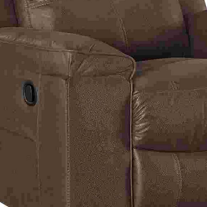 Rocker Recliner with Pull Tab Reclining Motion, Coffee Brown-Benzara