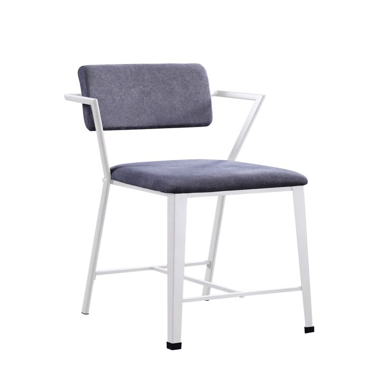 Industrial Style Metal Counter Height Chair, Set of 2, White and Gray-Benzara