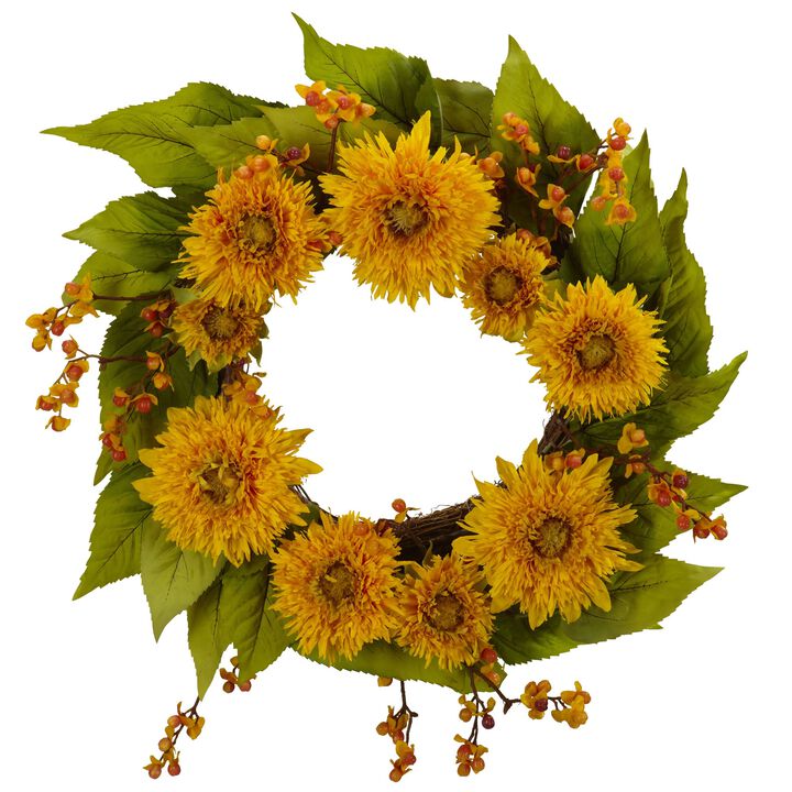 HomPlanti 22" Golden Sunflower Wreath