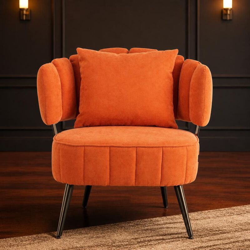 GOODSILO Compact tub accent armchair with pocket coil support, soft chenille upholstery, ideal for small spaces and reading nooks image number 3