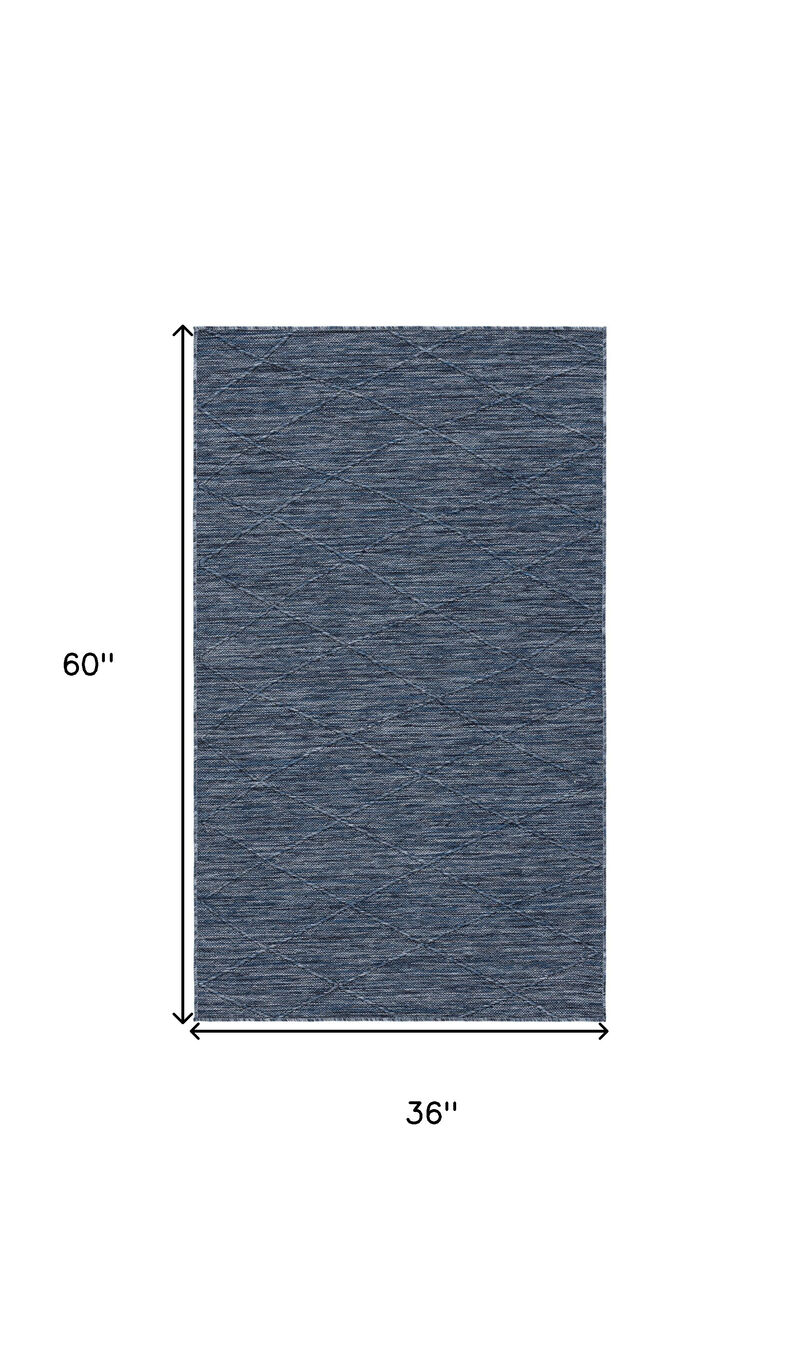 HomeRoots 3' X 5' Navy Blue And Ivory Geometric Indoor Outdoor Area Rug image number 3