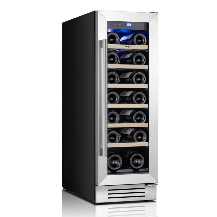 12 Inch Wine Fridge, 18 Bottle Wine Cooler,Built-in or Freestanding Wine Refrigerator, for Home Kitchen,Bar