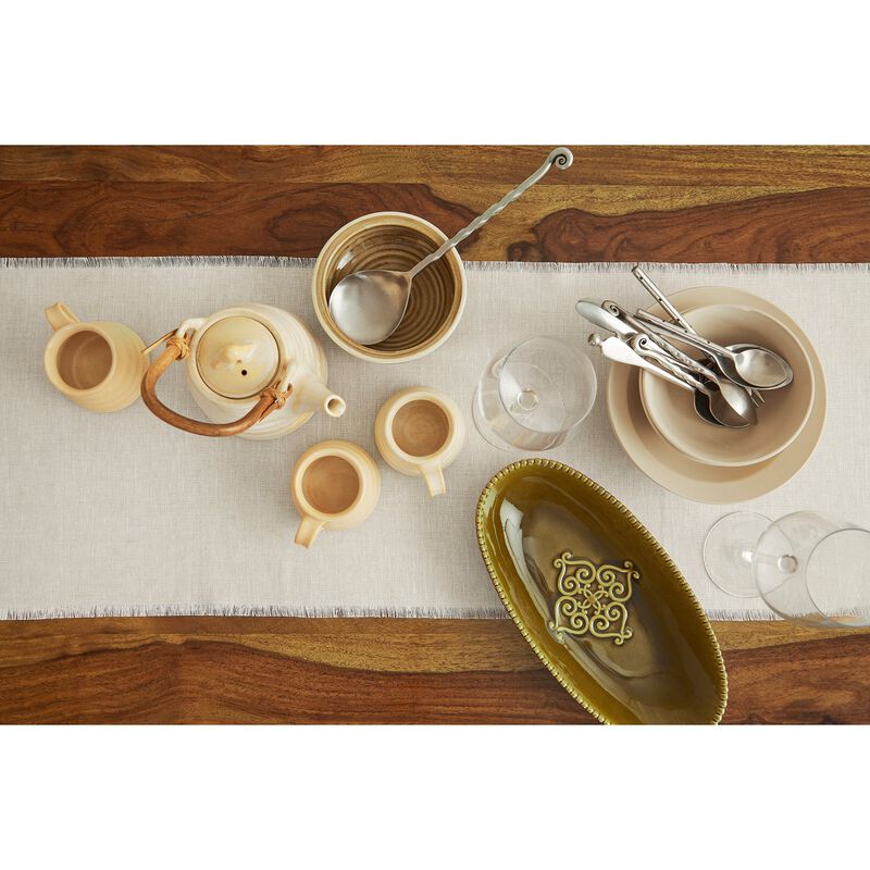 Solino Home Fringe 100% Linen Table Runner &ndash; Handcrafted, Machine Washable, Perfect for Holiday and Everyday Dining