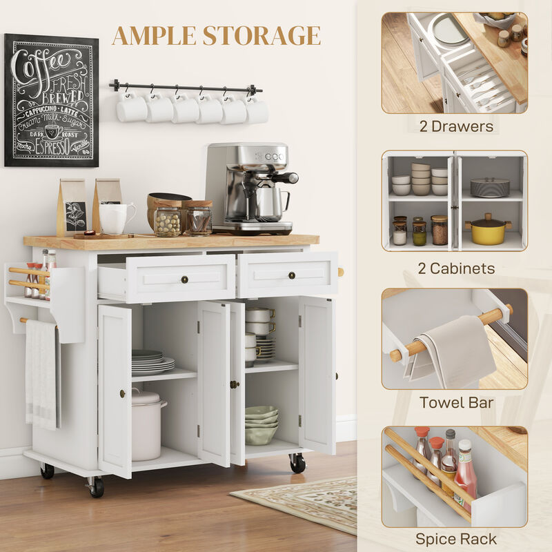 Hivvago Kitchen Island Cart on Wheels with Storage and Drawers image number 5