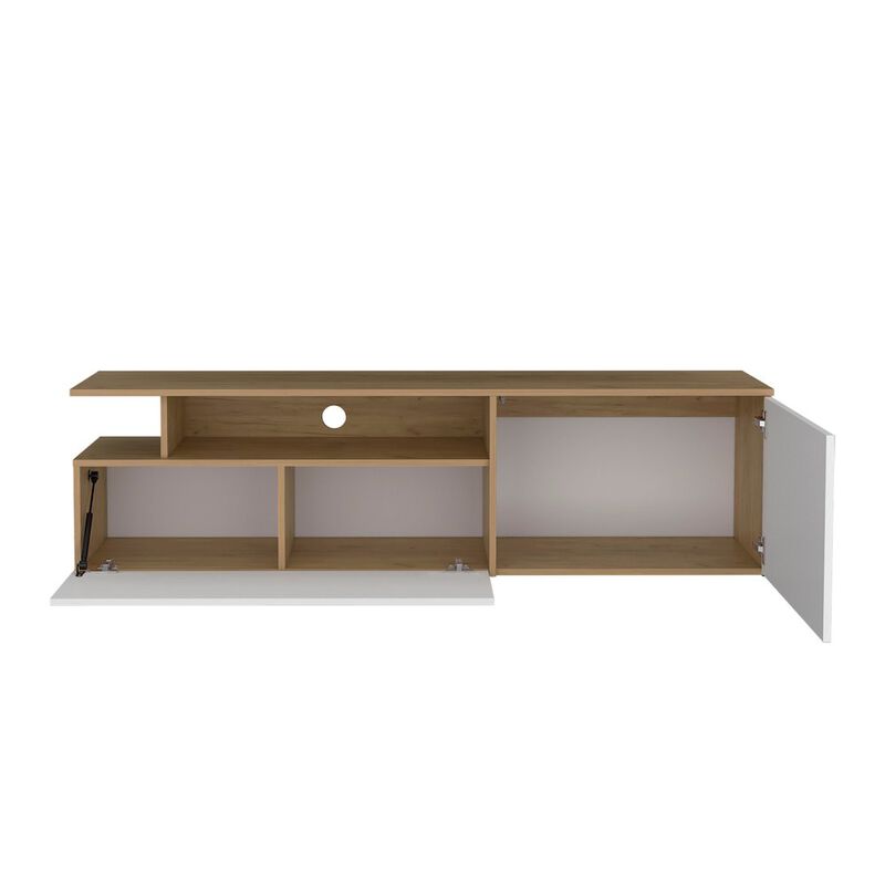 Virgil Tv Stand 60" TV Capacity, Natural Oak / White