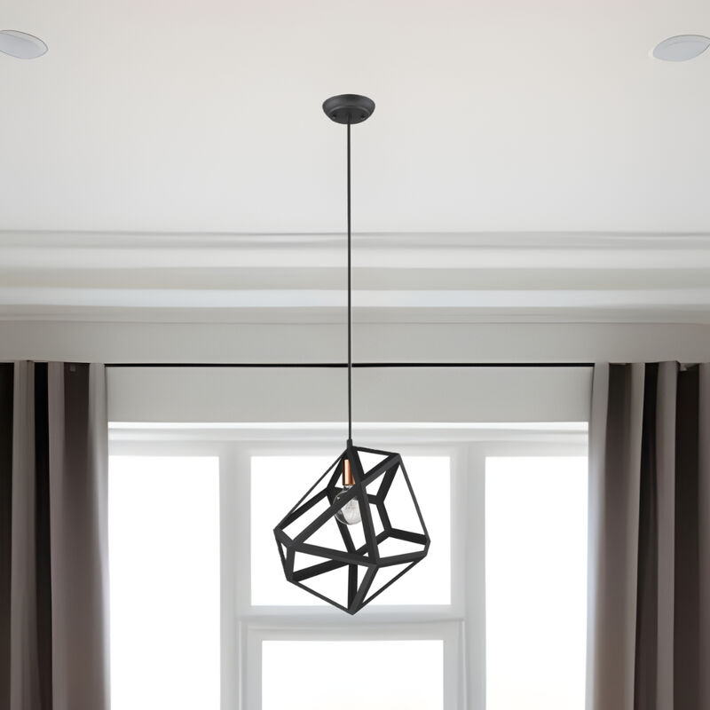 Hivvago Hedron 1-Light Matte Black Pendant