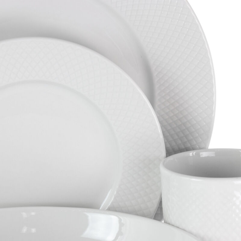 Elama Maisy 18 Piece Round Porcelain Dinnerware Set in White image number 4