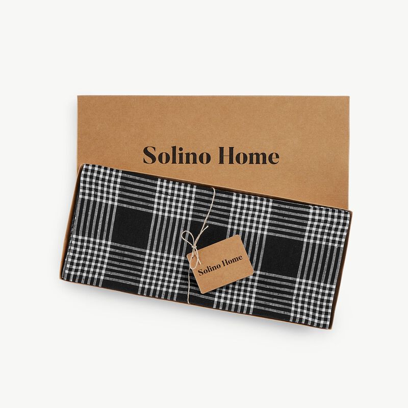 Christmas Linen Table Runner - Glen Check, Solino Home